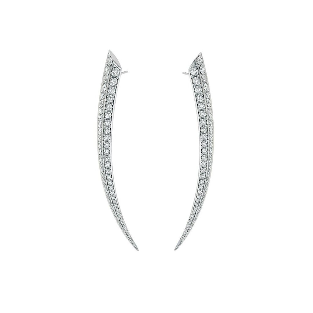 925 Sterling Silver Sabre Medium Diamond Earrings