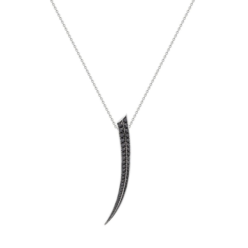 925 Sterling Silver Sabre Medium Necklace and Black Diamond