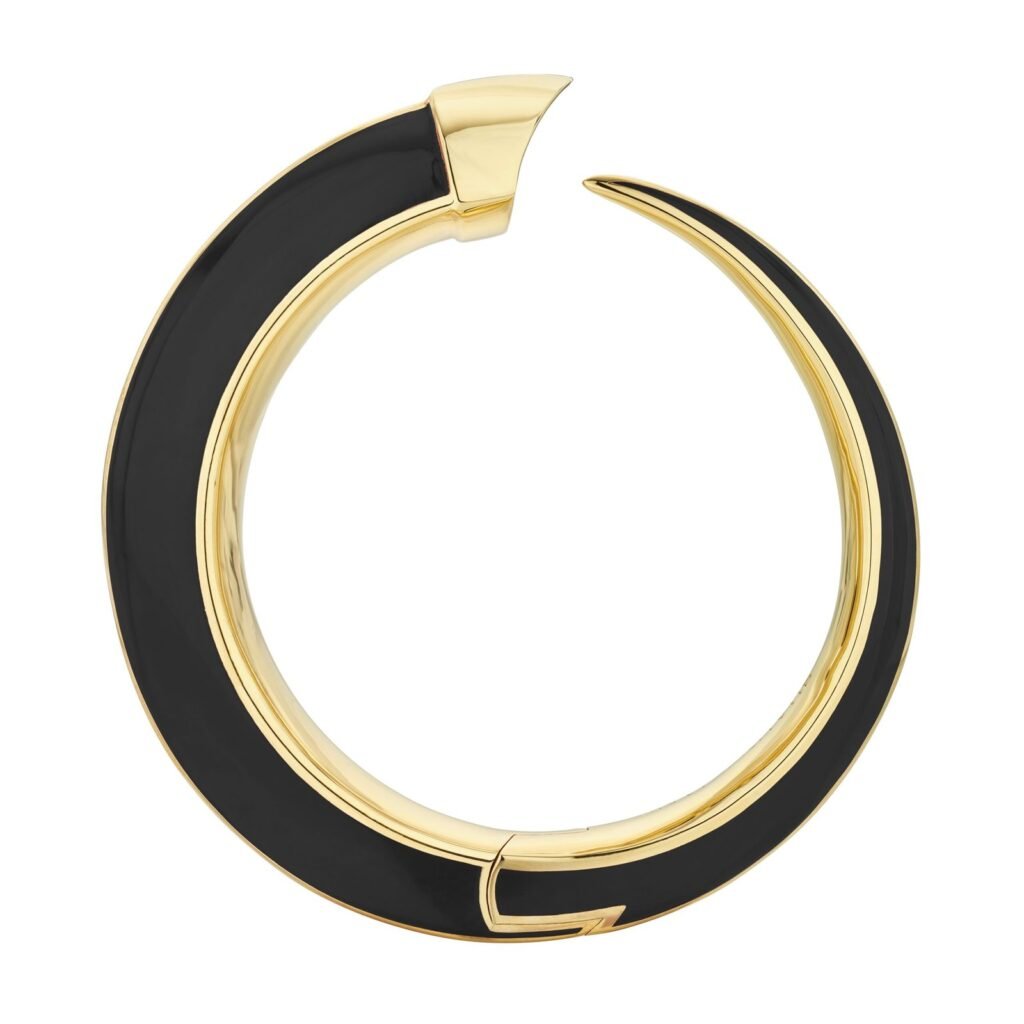 925 Sterling Silver Sabre Solis Cuff and Jet Ceramic