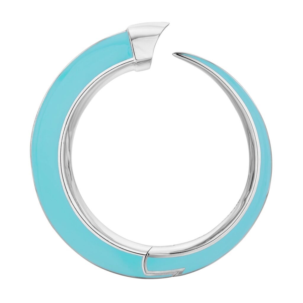 925 Sterling Silver Sabre Solis Cuff and Lagoon Ceramic