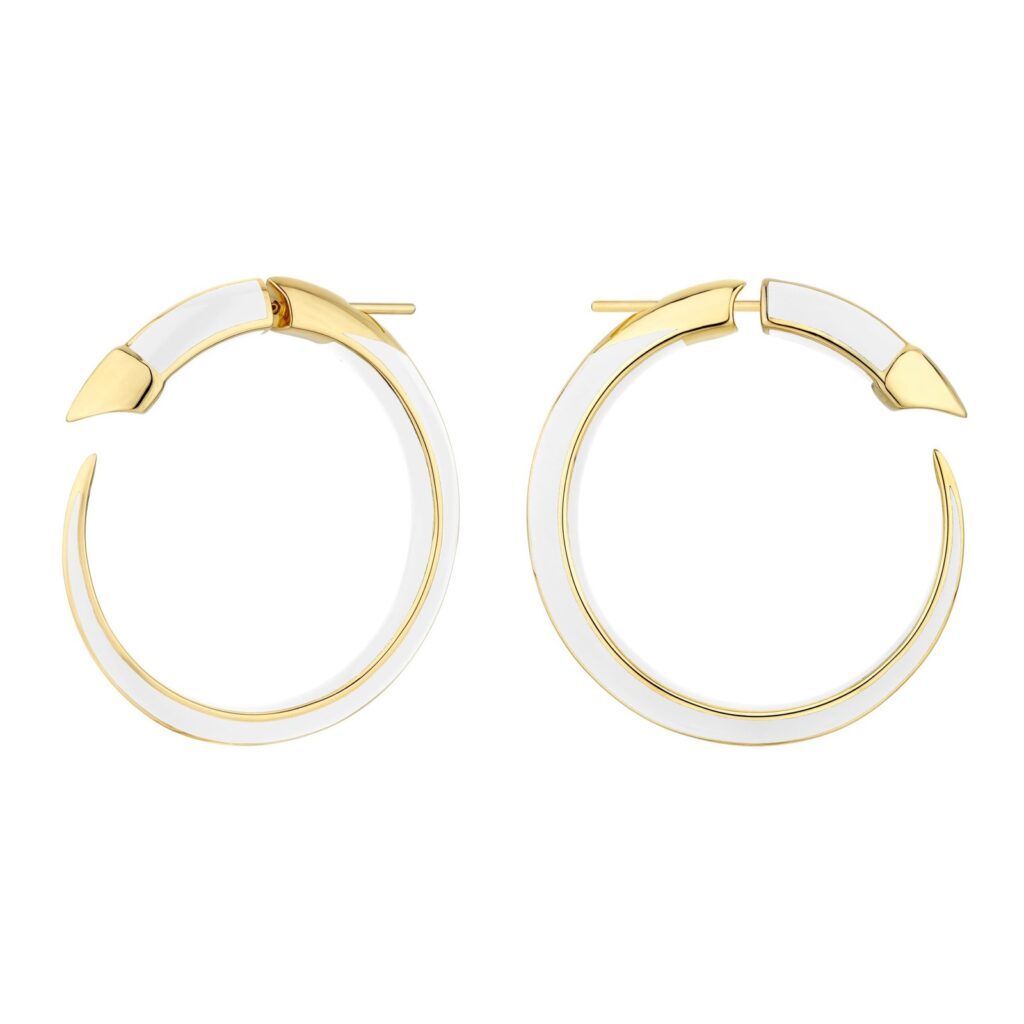 925 Sterling Silver Sabre Solis Hoop Earrings and Chalk Ceramic