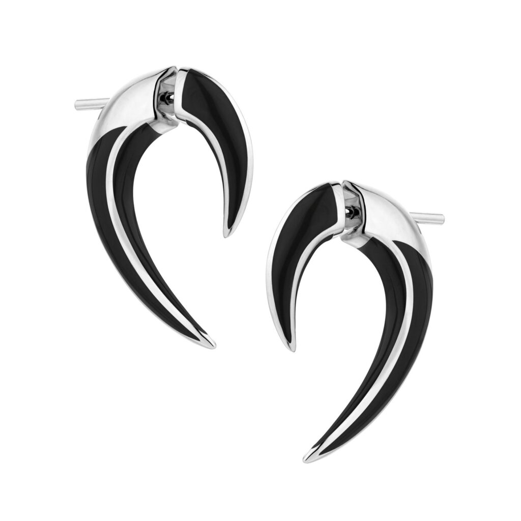 925 Sterling Silver Sabre Solis Talon Earrings and Jet Ceramic