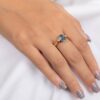 925 Sterling Silver Sapphire and Diamond Three Stone Ring - Image 4