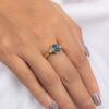 925 Sterling Silver Sapphire and Diamond Three Stone Ring - Image 6