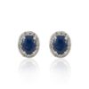 925 Sterling Silver Sapphire and Halo Diamond Stud Earrings