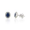 925 Sterling Silver Sapphire and Halo Diamond Stud Earrings - Image 4