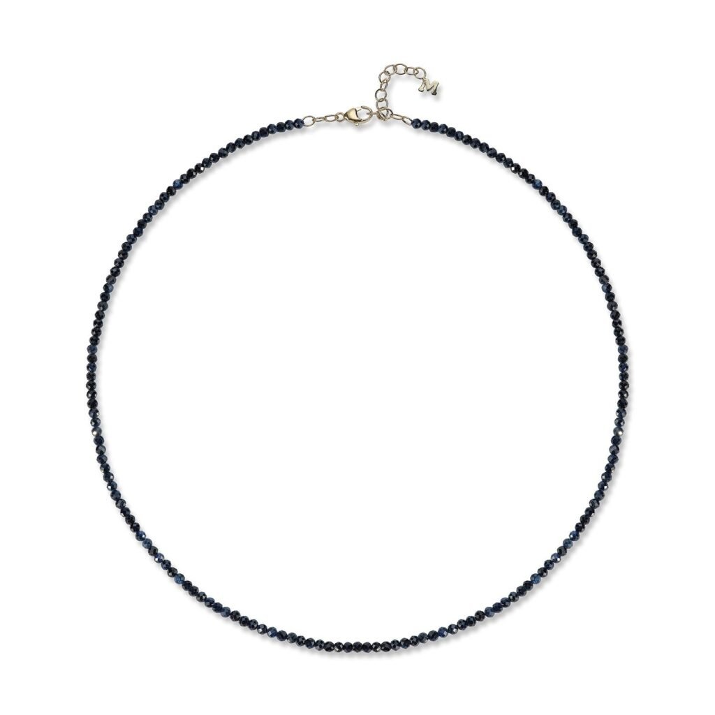 925 Sterling Silver Sapphire Beaded Necklace
