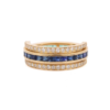 925 Sterling Silver sapphire diamond ring with square-cut accents
