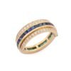 Channel-set sapphire and diamond ring in 925 sterling silver