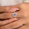 925 Sterling Silver Sapphire Halo Diamond Ring - Image 4