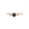 Sterling silver ring with a single round sapphire design