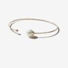 Open cuff bracelet with pearl and diamond accent