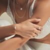 Minimal cuff bracelet with pearl and CZ diamond