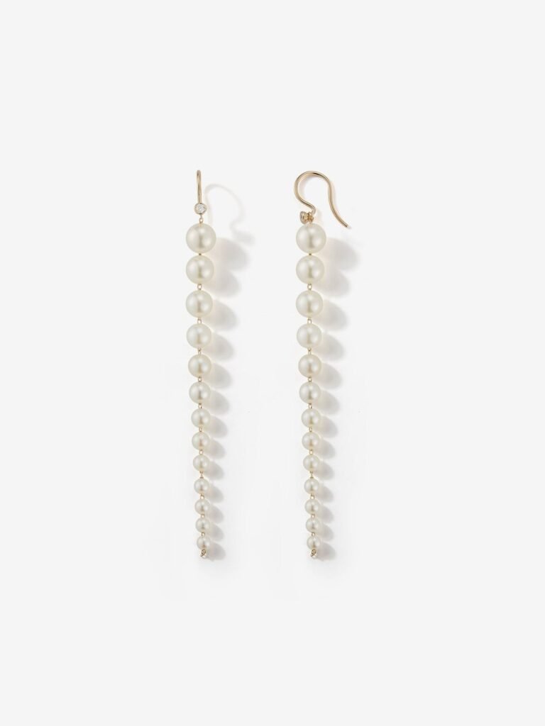 925 Sterling Silver SBE222S . Graduating Pearl and Diamond Earrings