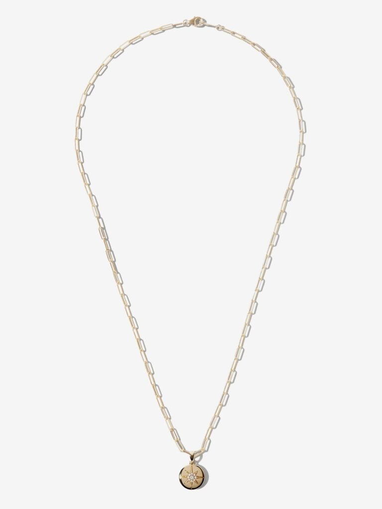 925 Sterling Silver SBN309G . Paper Clip Chain Star Medallion Necklace