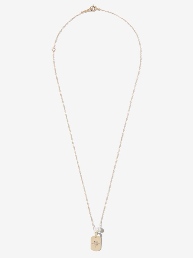 925 Sterling Silver SBN310X12 . Chain Pearl and Small Diamond Star Dog Tag Necklace