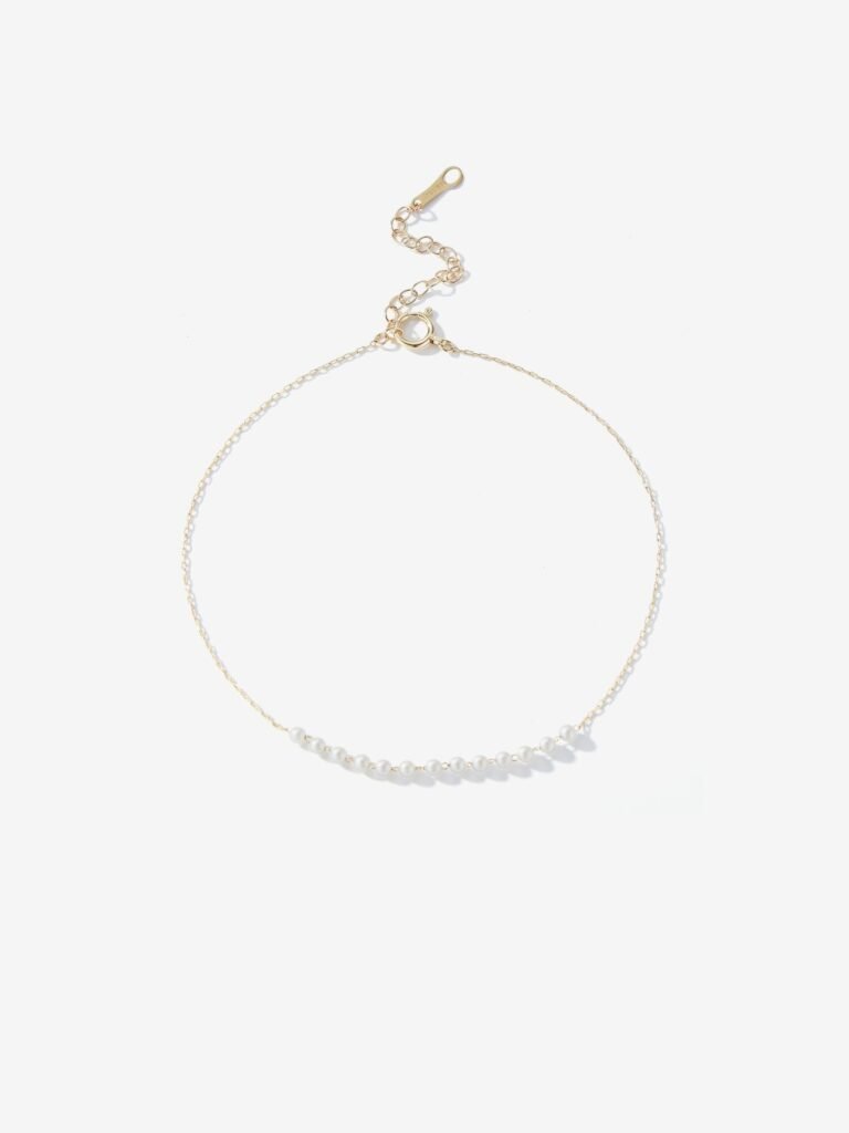 925 Sterling Silver SBX12 . Centered Floating Baby Pearl Anklet
