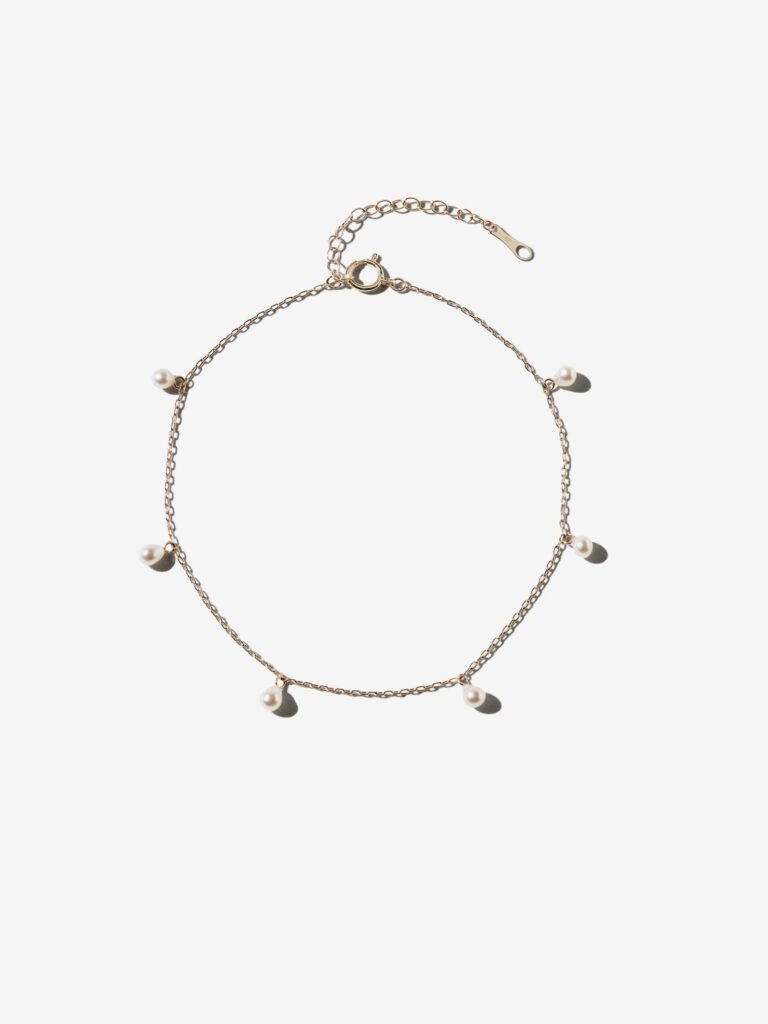 925 Sterling Silver SBX15 . Multi Pearl Drop Anklet