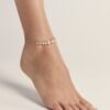 Graduated pearl drop anklet in gold-plated sterling silver