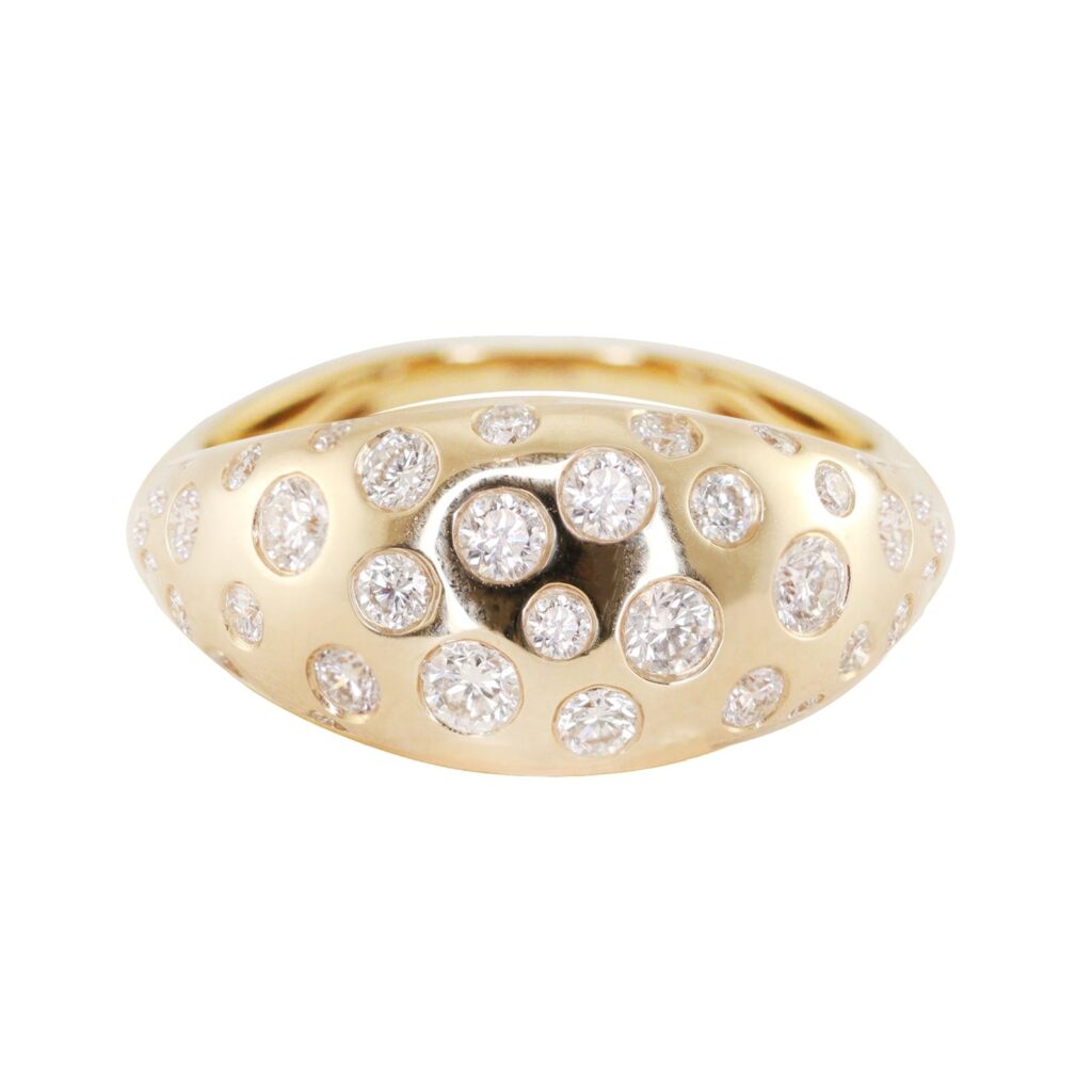 925 Sterling Silver Scattered Diamond Dome Ring