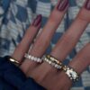 925 Sterling Silver Scattered Diamond Dome Ring - Image 2
