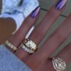 925 Sterling Silver Scattered Diamond Dome Ring - Image 3