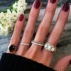 925 Sterling Silver Scattered Diamond Teardrop Opal Ring - Image 4