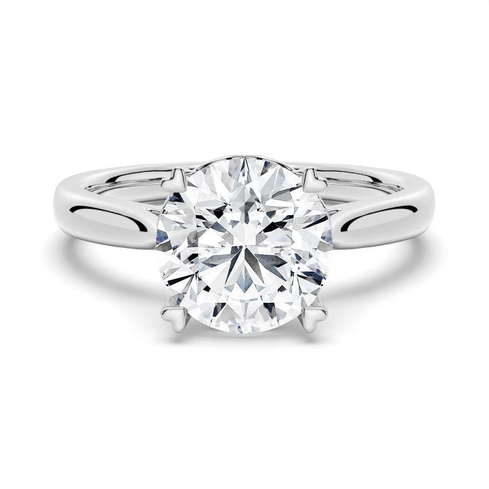 925 Sterling Silver Secret Solitaire Round Diamond Engagement Ring