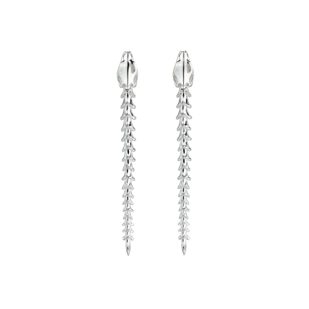 925 Sterling Silver Serpent Trace Diamond Drop Earrings