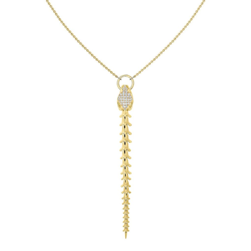 925 Sterling Silver Serpent Trace Drop Diamond Pendant Pave