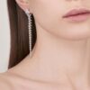 925 Sterling Silver Serpent Trace Long Drop Diamond Earrings Pave - Image 2