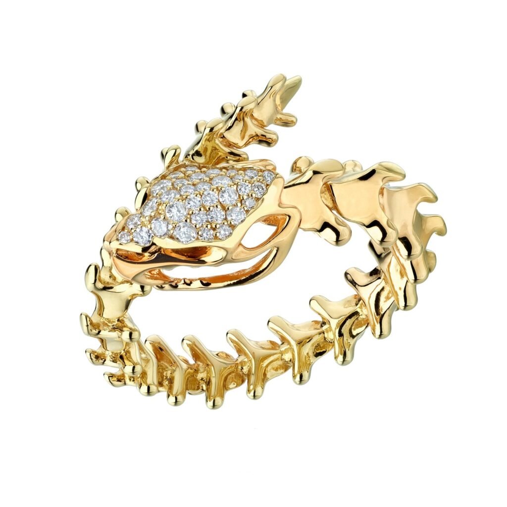 925 Sterling Silver Serpent Trace Wrap Diamond Ring Pave