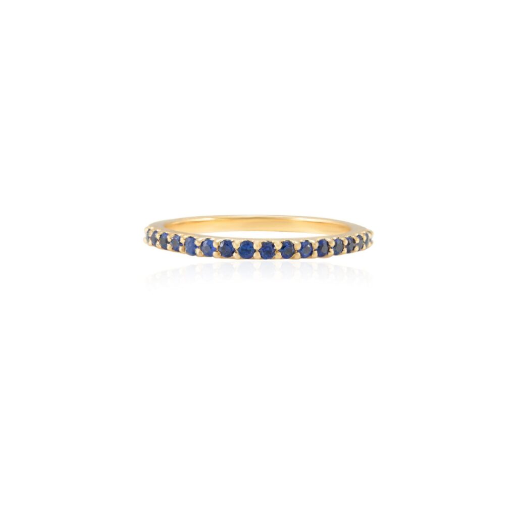 925 Sterling Silver Shared Prong Blue Sapphire Band