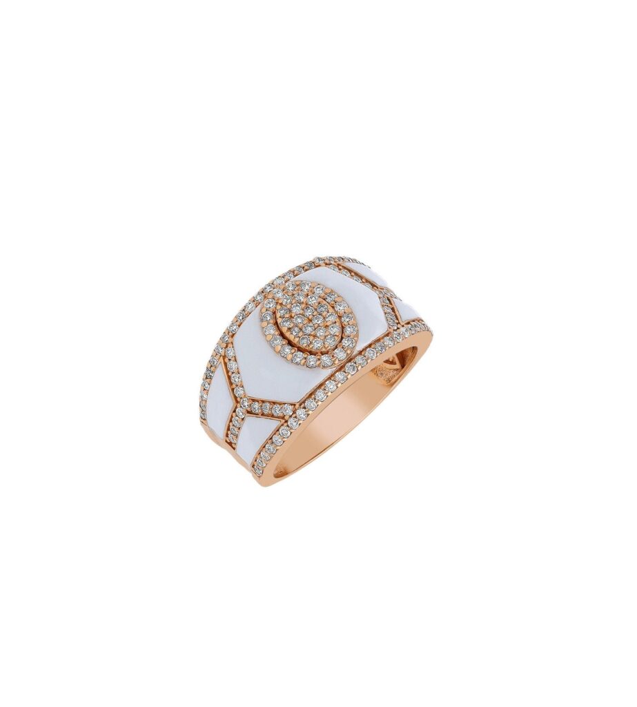 925 Sterling Silver Shield Diamond Ring