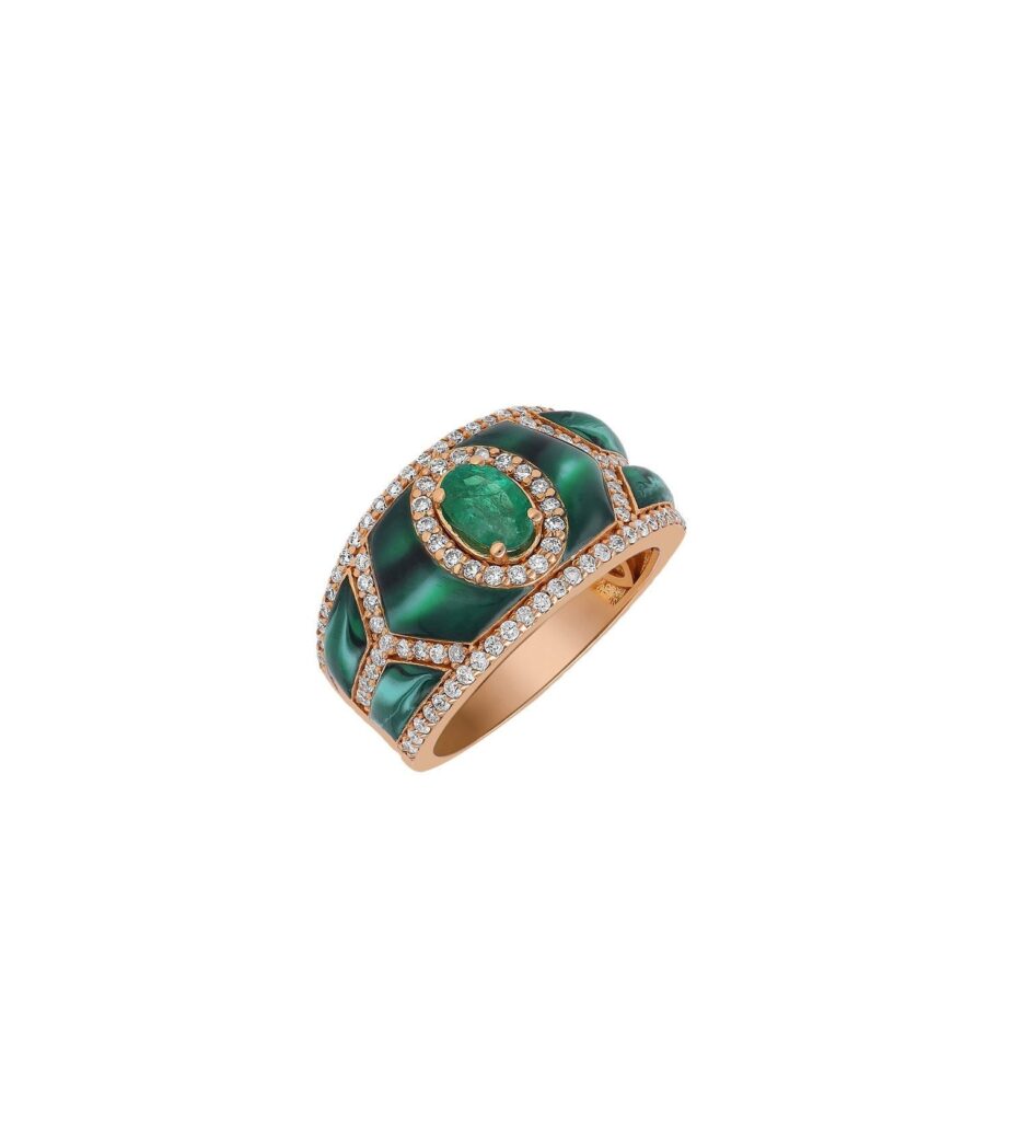 925 Sterling Silver Shield Emerald Ring