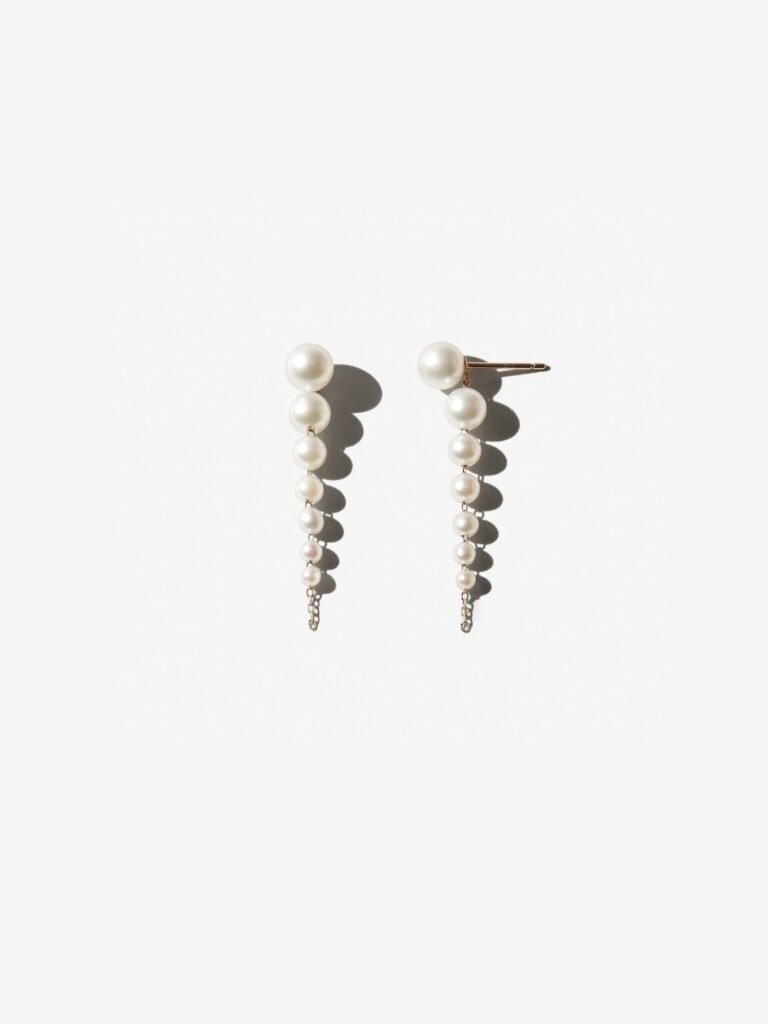925 Sterling Silver Short Cascading Pearl Earrings