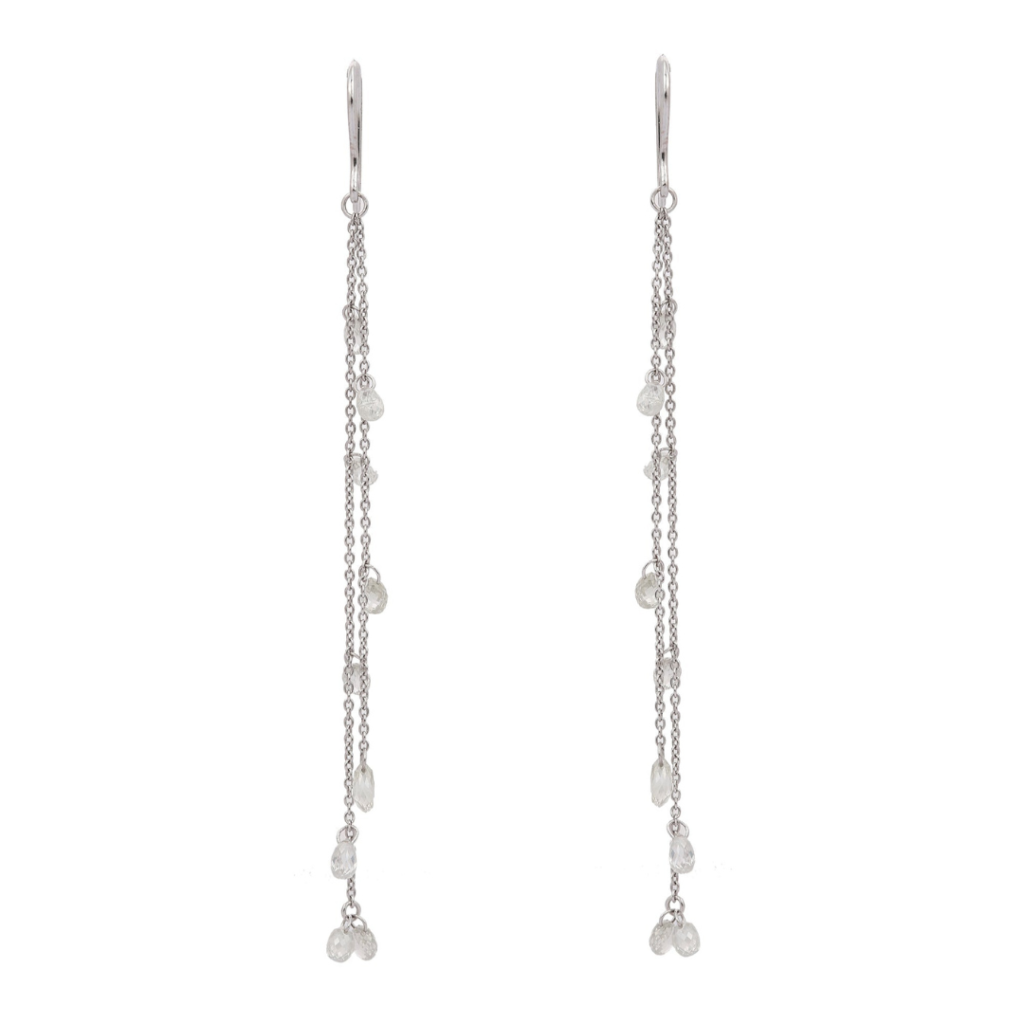 925 Sterling Silver Shoulder Duster Chain Diamond Earrings