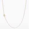 925 Sterling Silver Sideways Initial Diamond Necklace
