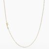 925 Sterling Silver Sideways Initial F Diamond Necklace