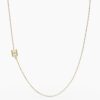 925 Sterling Silver Sideways Initial H Diamond Necklace