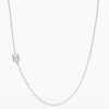 925 Sterling Silver Sideways Initial H Diamond Necklace - Image 4