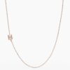 925 Sterling Silver Sideways Initial H Diamond Necklace - Image 5
