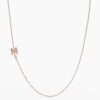 925 Sterling Silver Sideways Initial M Diamond Necklace - Image 5