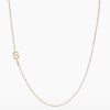 925 Sterling Silver Sideways Initial S Diamond Necklace