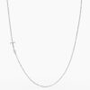 925 Sterling Silver Sideways Initial T Diamond Necklace - Image 4