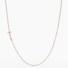925 Sterling Silver Sideways Initial T Diamond Necklace - Image 5