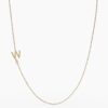 925 Sterling Silver Sideways Initial W Diamond Necklace