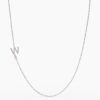 925 Sterling Silver Sideways Initial W Diamond Necklace - Image 4