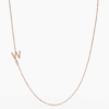 925 Sterling Silver Sideways Initial W Diamond Necklace - Image 5