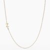 925 Sterling Silver Sideways Initial Z Diamond Necklace